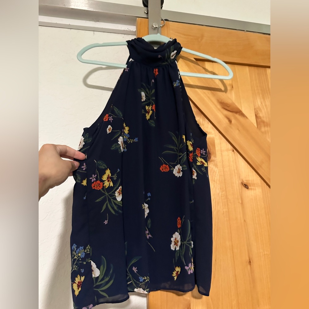 Tahari Navy Floral Dress